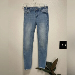 Papaya Midrise Skinny Jeans with Raw Hem Size 3